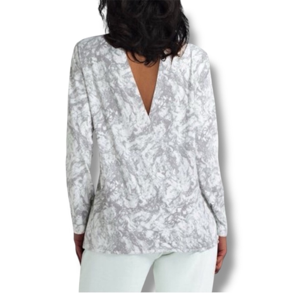 Halston Marble Open Back Blouse